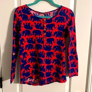 Lilly Pulitzer long sleeve elephant top size small